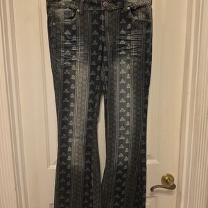 Premier Blue Patterned Flare Jeans